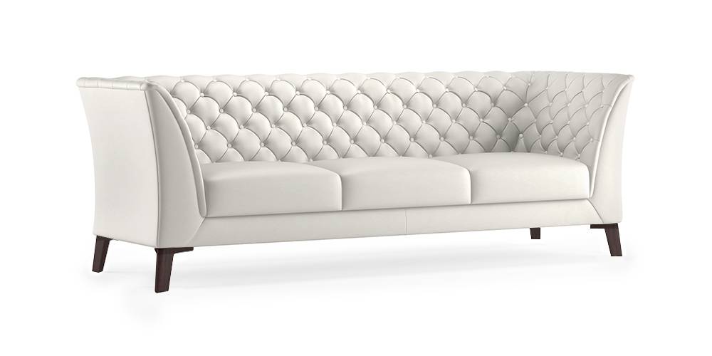 Weston Half Leather Sofa (White Italian Leather)